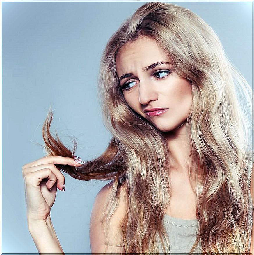 Woman with damaged hair