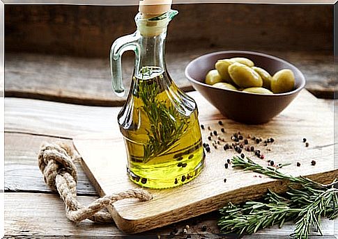 Jar with olive oil