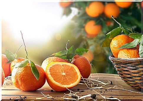 Basket with tangerines