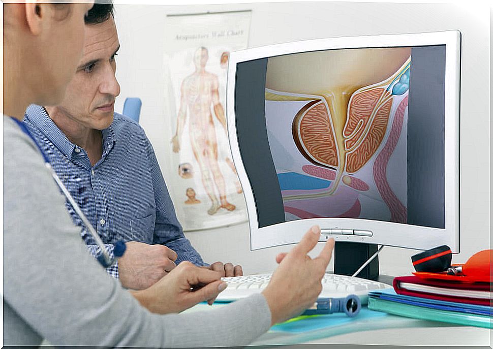 Urologist attending to a patient with prostatic hyperplasia