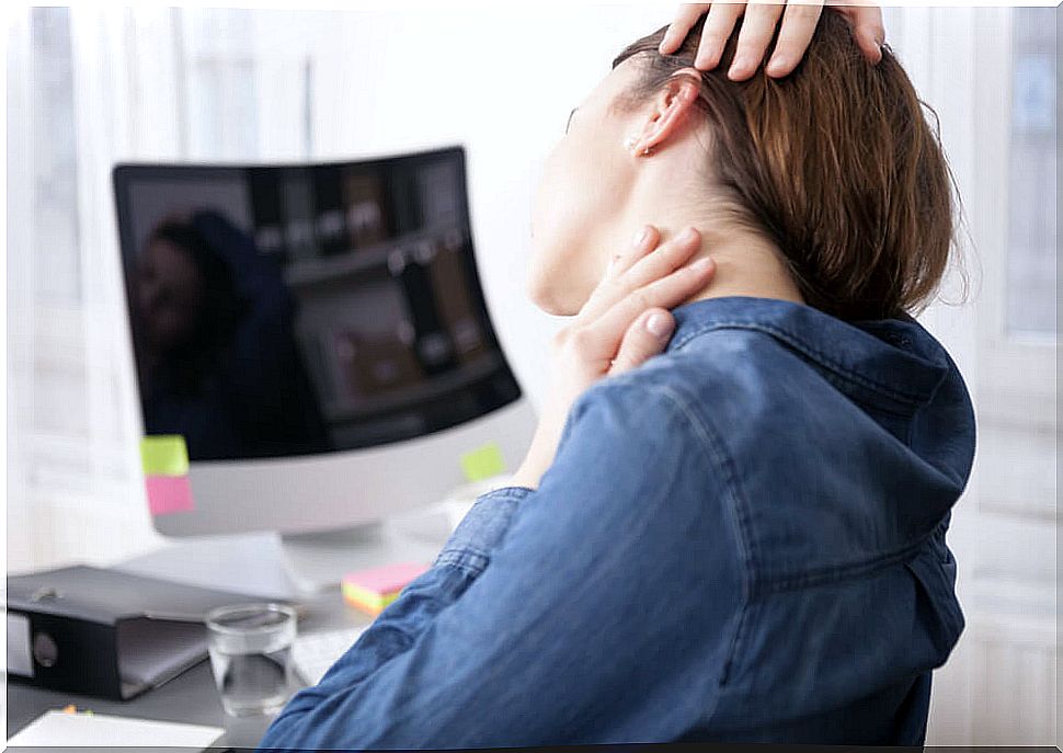 Woman stretching neck