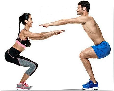 Squats man and woman