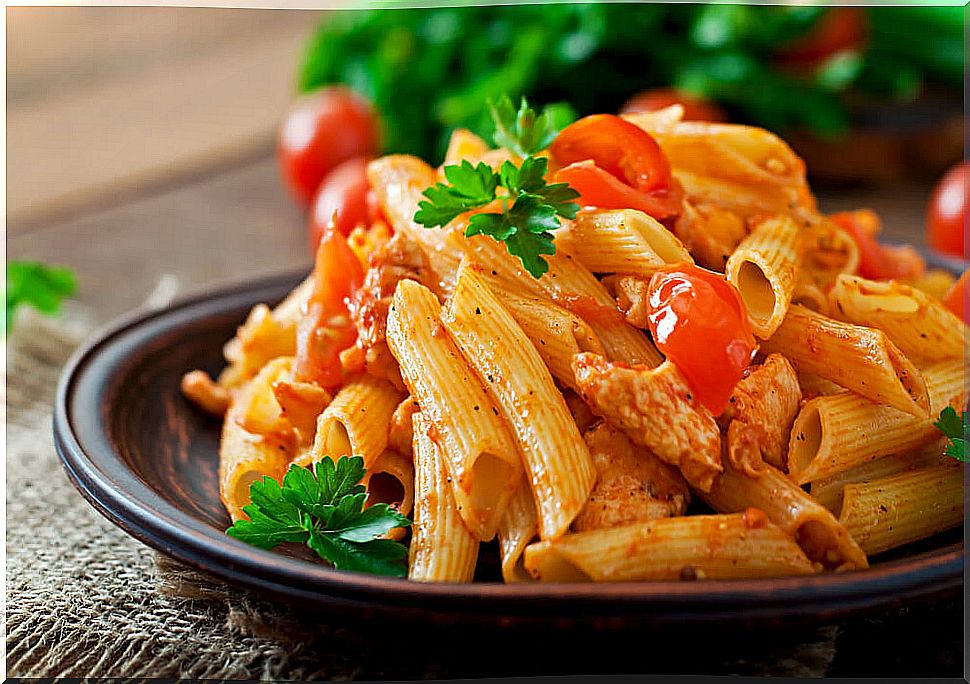 Macaroni with healthy sauce.  pasta