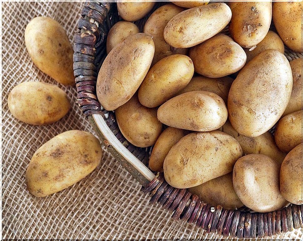 basket with potatoes